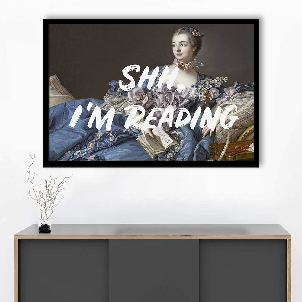 Shh I'M Reading Wall Art, Framed  Print, Painting Art, Framed Art Print Wall Decor, Framed Picture