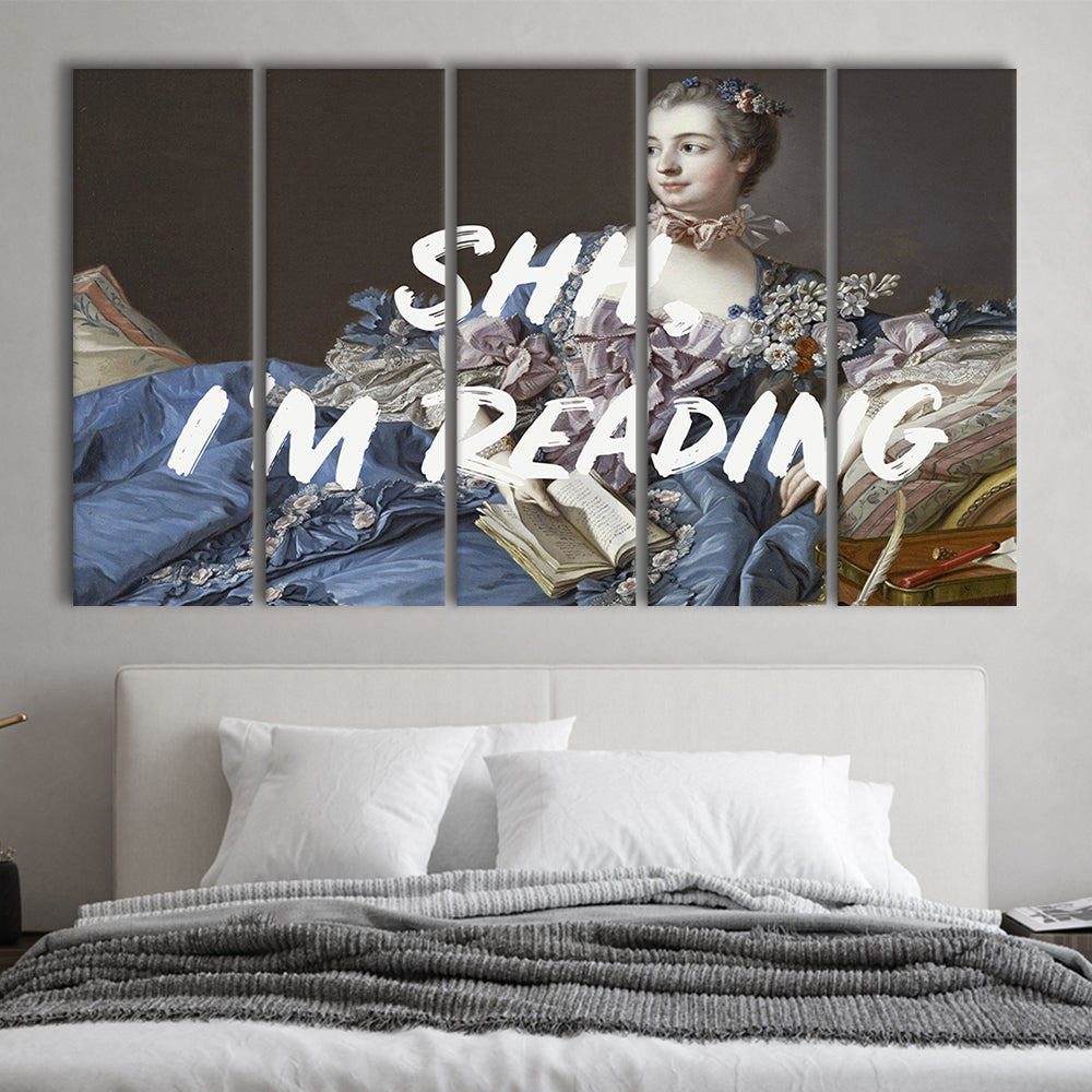 Shh I'M Reading Wall Art, Canvas Art Print, Painting Art, Multi Panels Canvas Print Wall Art