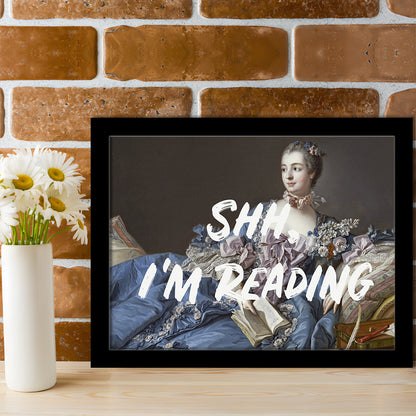 Shh I'M Reading Wall Art, Framed  Print, Painting Art, Framed Art Print Wall Decor, Framed Picture