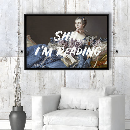Shh I'M Reading Wall Art, Framed Canvas Print, Painting Art, Floating Framed Canvas Print Wall Art