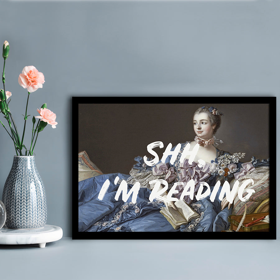 Shh I'M Reading Wall Art, Framed  Print, Painting Art, Framed Art Print Wall Decor, Framed Picture