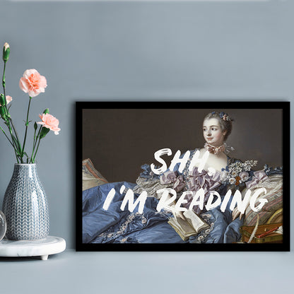 Shh I'M Reading Wall Art, Framed  Print, Painting Art, Framed Art Print Wall Decor, Framed Picture