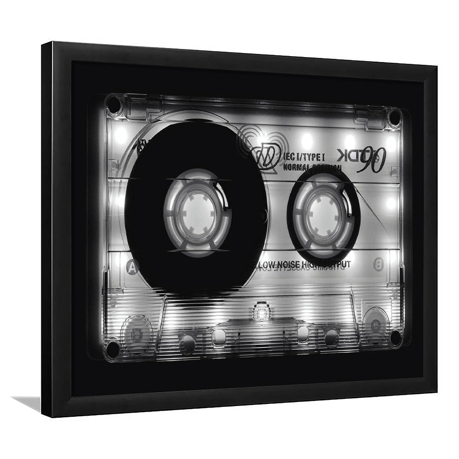 Shining Audio Cassette Art Prints,Monochromatic Music Wall Decor,Black And White Art, Framed Art Print, Picture Framed