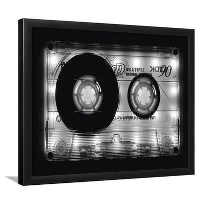 Shining Audio Cassette Art Prints,Monochromatic Music Wall Decor,Black And White Art, Framed Art Print, Picture Framed