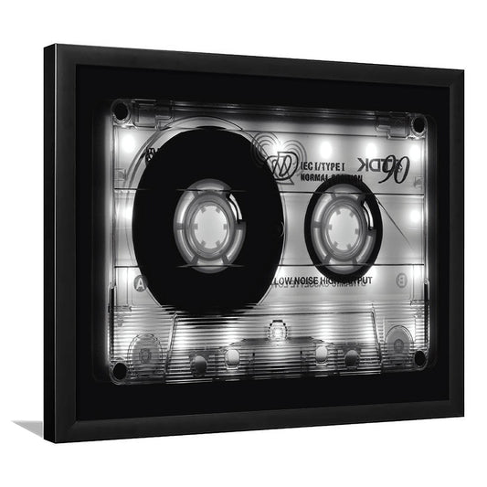 Shining Audio Cassette Art Prints,Monochromatic Music Wall Decor,Black And White Art, Framed Art Print, Picture Framed