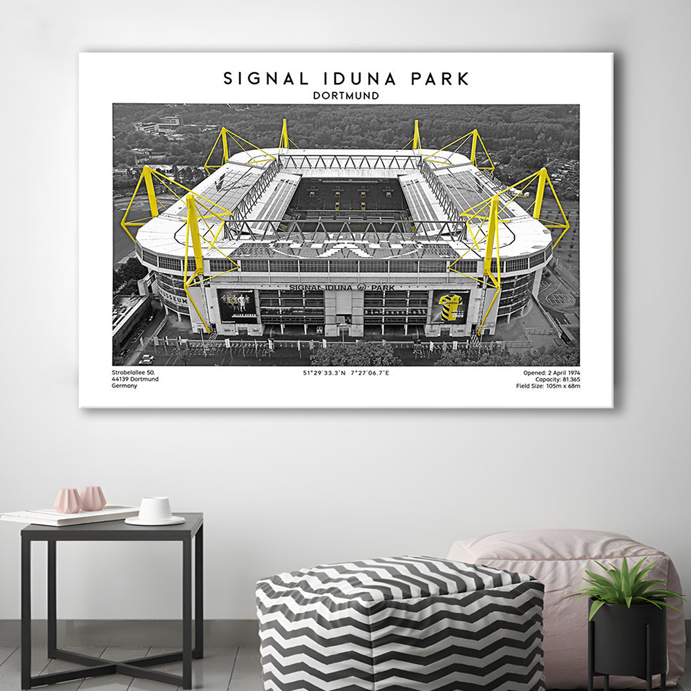 Signal Iduna Park, Bundesliga Football Stadium Wall Art Print, Sport Art Print, Canvas Print Wall Art, Man Cave Gift