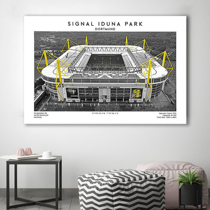 Signal Iduna Park, Bundesliga Football Stadium Wall Art Print, Sport Art Print, Canvas Print Wall Art, Man Cave Gift