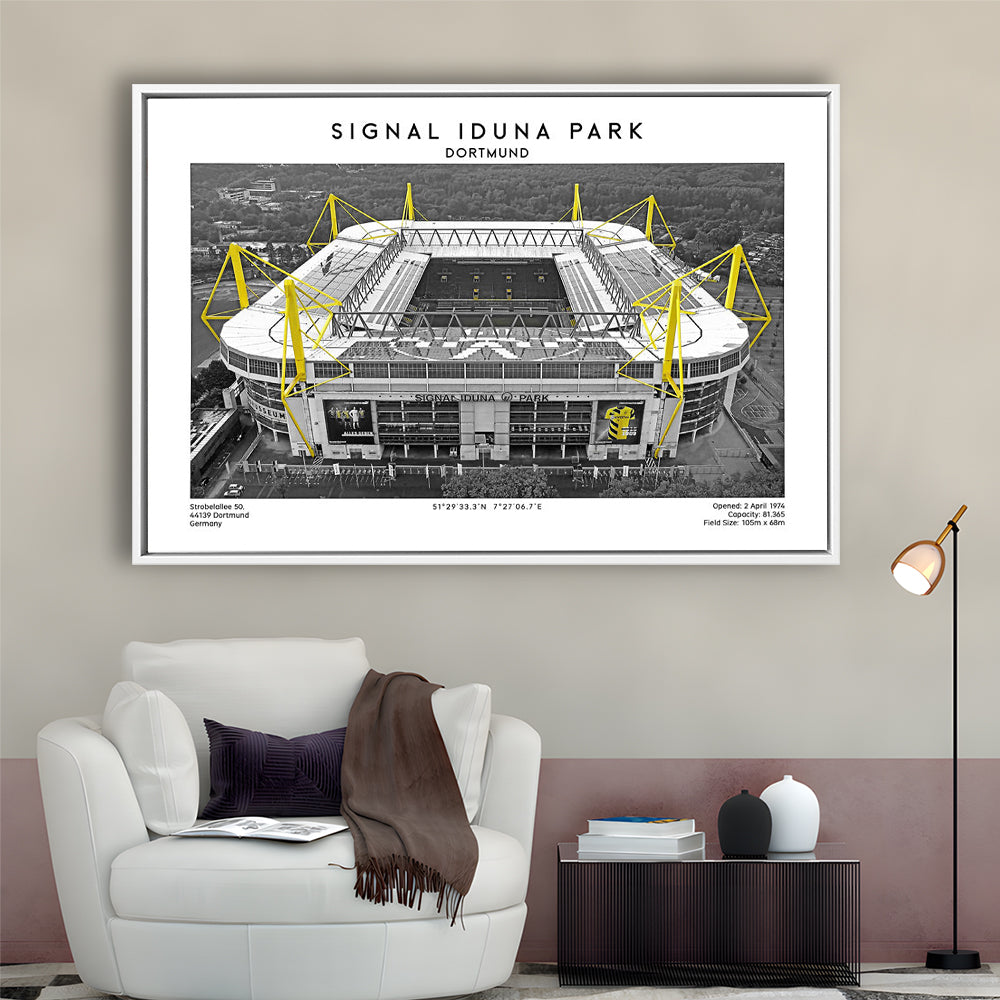 Signal Iduna Park, Bundesliga Football Stadium Wall Art Print, Sport Art Print, Framed Canvas Print Wall Art