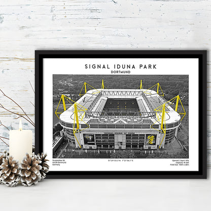 Signal Iduna Park, Bundesliga Football Stadium Wall Art Print, Sport Art Print, Framed Canvas Print Wall Art