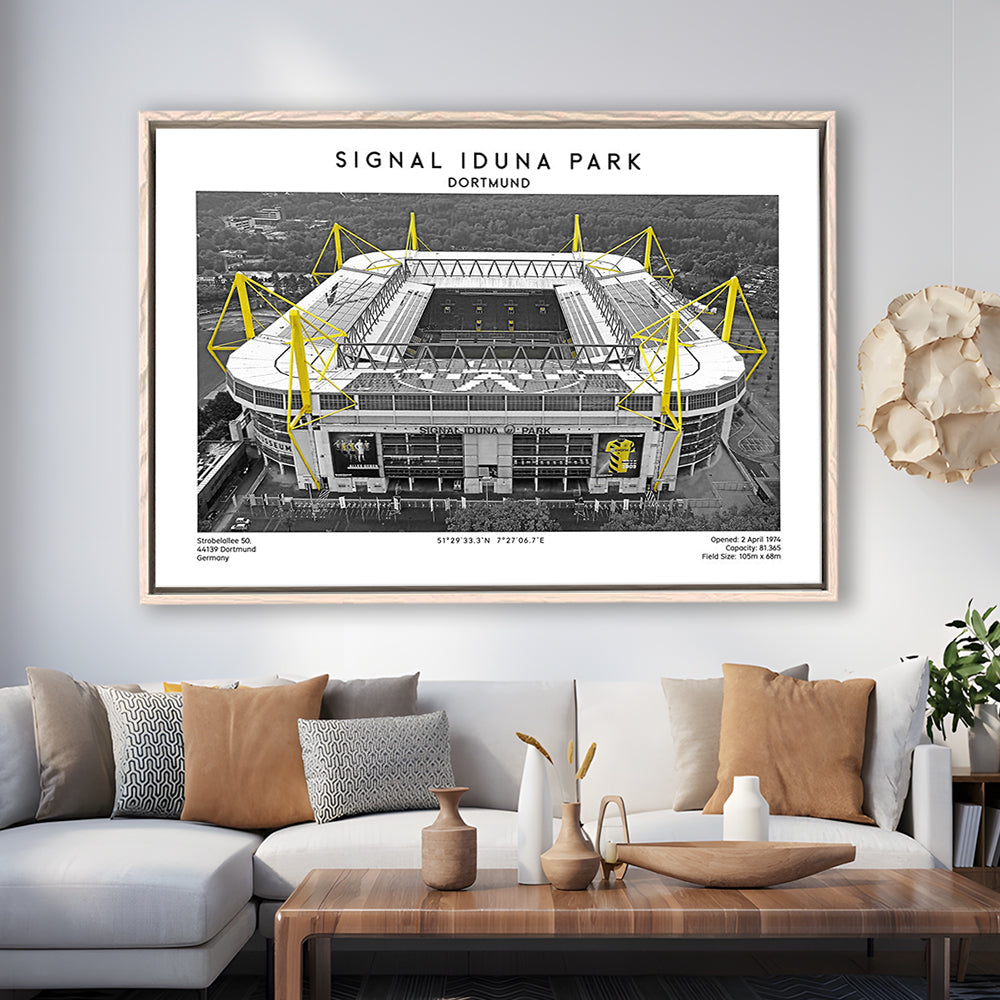 Signal Iduna Park, Bundesliga Football Stadium Wall Art Print, Sport Art Print, Framed Canvas Print Wall Art