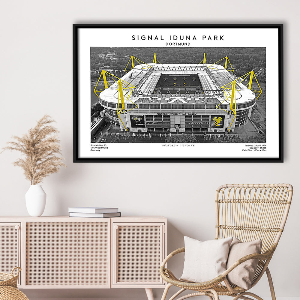 Signal Iduna Park, Bundesliga Football Stadium Wall Art Print, Sport Art Print, Framed Canvas Print Wall Art
