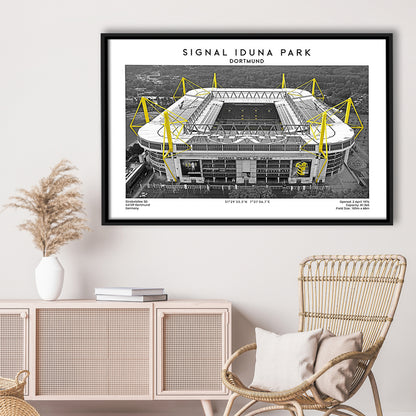 Signal Iduna Park, Bundesliga Football Stadium Wall Art Print, Sport Art Print, Framed Canvas Print Wall Art