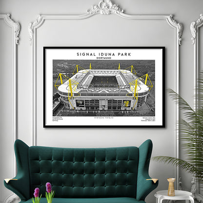 Signal Iduna Park, Bundesliga Football Stadium Wall Art Print, Sport Art Print, Framed Art Print Wall Decor