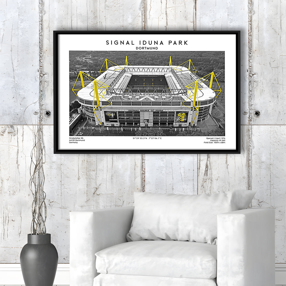 Signal Iduna Park, Bundesliga Football Stadium Wall Art Print, Sport Art Print, Framed Canvas Print Wall Art