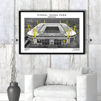 Signal Iduna Park, Bundesliga Football Stadium Wall Art Print, Sport Art Print, Framed Canvas Print Wall Art
