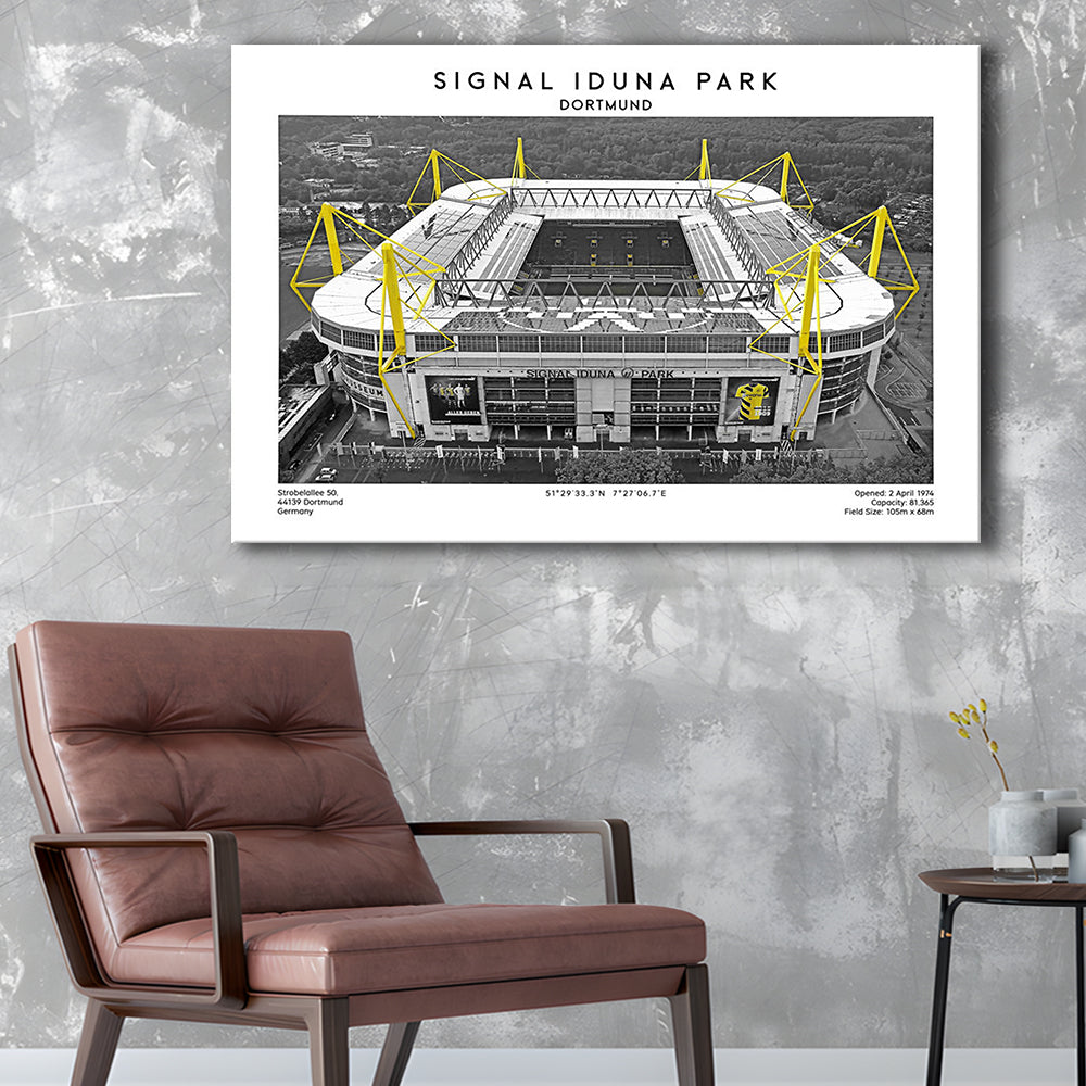 Signal Iduna Park, Bundesliga Football Stadium Wall Art Print, Sport Art Print, Canvas Print Wall Art, Man Cave Gift