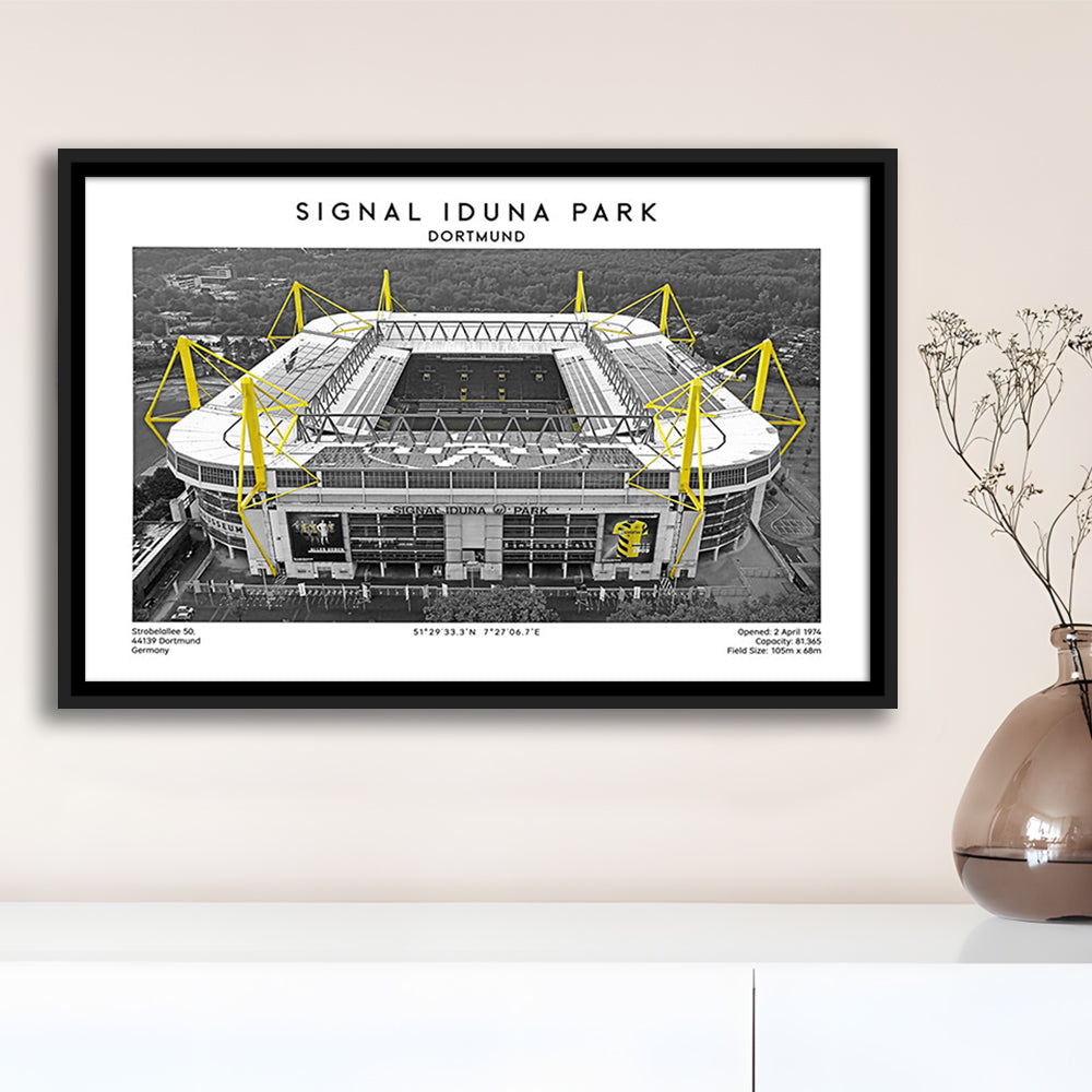 Signal Iduna Park, Bundesliga Football Stadium Wall Art Print, Sport Art Print, Framed Canvas Print Wall Art