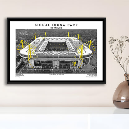 Signal Iduna Park, Bundesliga Football Stadium Wall Art Print, Sport Art Print, Framed Canvas Print Wall Art