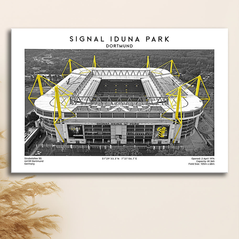 Signal Iduna Park, Bundesliga Football Stadium Wall Art Print, Sport Art Print, Canvas Print Wall Art, Man Cave Gift