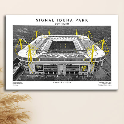 Signal Iduna Park, Bundesliga Football Stadium Wall Art Print, Sport Art Print, Canvas Print Wall Art, Man Cave Gift