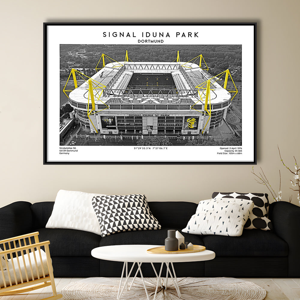 Signal Iduna Park, Bundesliga Football Stadium Wall Art Print, Sport Art Print, Framed Canvas Print Wall Art