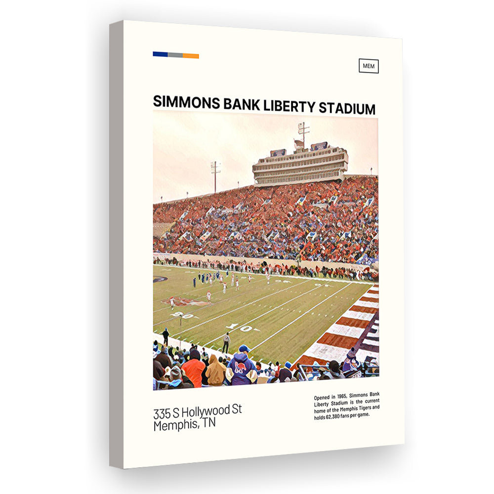 Simmons Bank Liberty Stadium Print, Memphis Tigers Stadium Canvas Art, Fan Gifts, Sport Art, Canvas Print Wall Art
