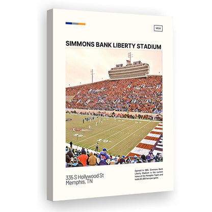 Simmons Bank Liberty Stadium Print, Memphis Tigers Stadium Canvas Art, Fan Gifts, Sport Art, Canvas Print Wall Art