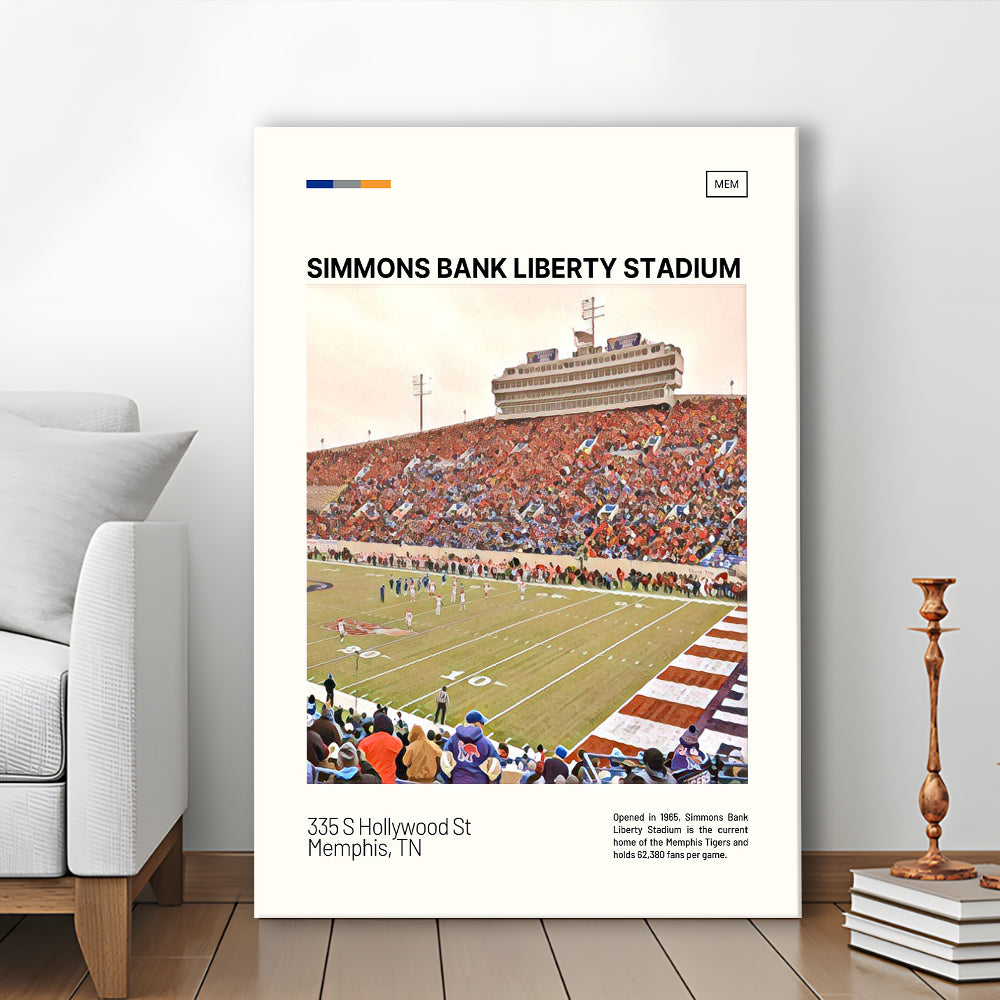 Simmons Bank Liberty Stadium Print, Memphis Tigers Stadium Canvas Art, Fan Gifts, Sport Art, Canvas Print Wall Art