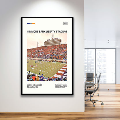 Simmons Bank Liberty Stadium Print, Memphis Tigers Stadium Art, Gifts for him, Sport Art, Framed Art Print Wall Decor