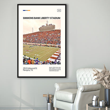 Simmons Bank Liberty Stadium Print, Memphis Tigers Stadium Canvas Art, Man Cave Gift, Floating Framed Canvas Print Wall Art