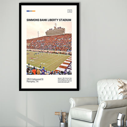 Simmons Bank Liberty Stadium Print, Memphis Tigers Stadium Art, Gifts for him, Sport Art, Framed Art Print Wall Decor
