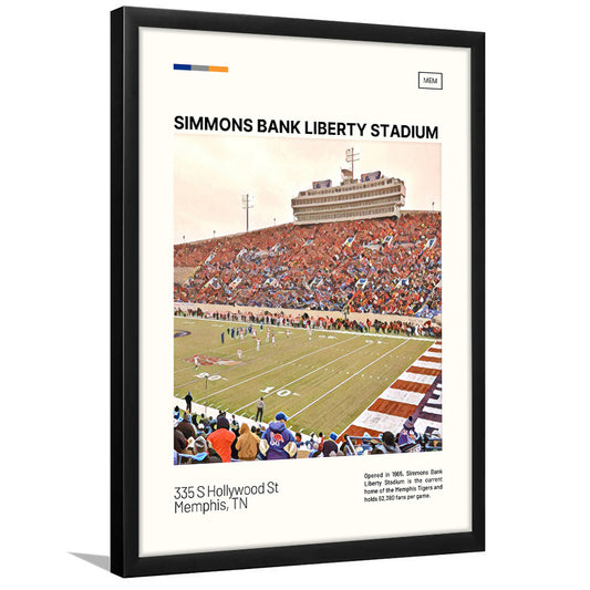 Simmons Bank Liberty Stadium Print, Memphis Tigers Stadium Art, Gifts for him, Sport Art, Framed Art Print Wall Decor