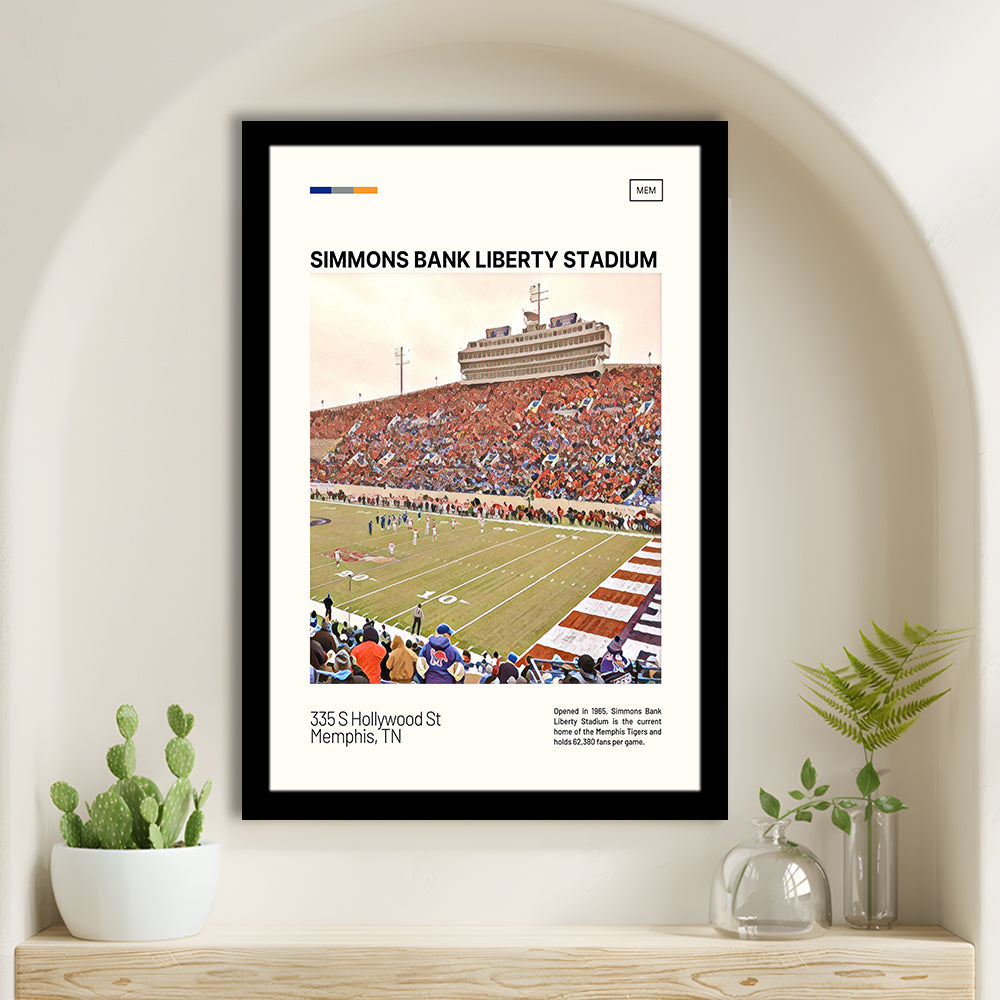 Simmons Bank Liberty Stadium Print, Memphis Tigers Stadium Art, Gifts for him, Sport Art, Framed Art Print Wall Decor