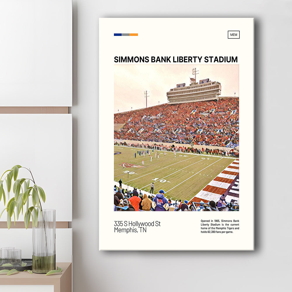 Simmons Bank Liberty Stadium Print, Memphis Tigers Stadium Canvas Art, Fan Gifts, Sport Art, Canvas Print Wall Art