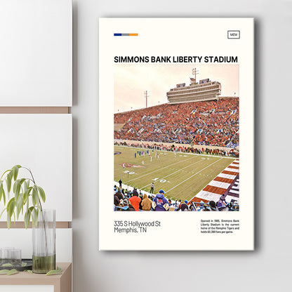 Simmons Bank Liberty Stadium Print, Memphis Tigers Stadium Canvas Art, Fan Gifts, Sport Art, Canvas Print Wall Art