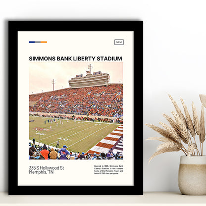 Simmons Bank Liberty Stadium Print, Memphis Tigers Stadium Art, Gifts for him, Sport Art, Framed Art Print Wall Decor