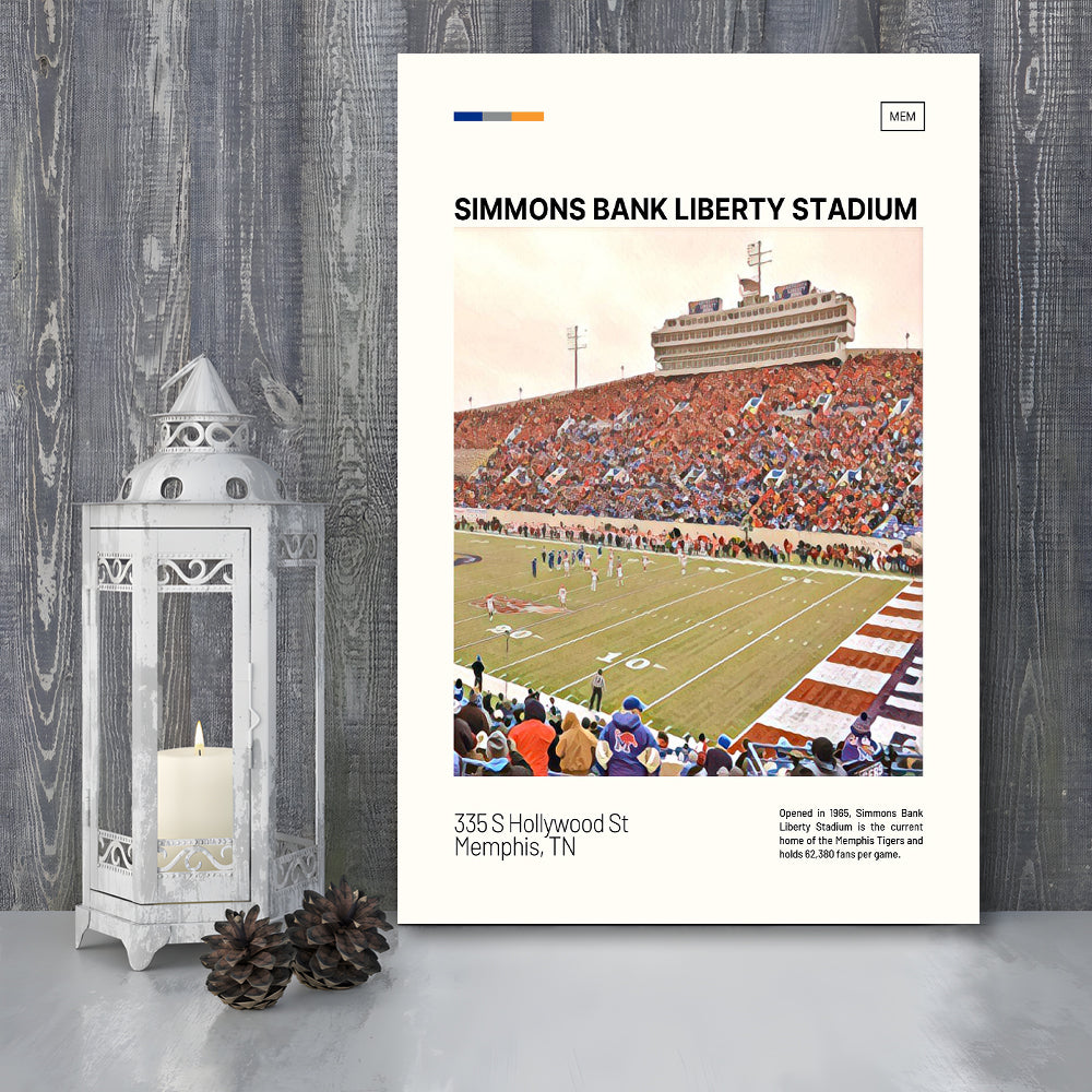 Simmons Bank Liberty Stadium Print, Memphis Tigers Stadium Canvas Art, Fan Gifts, Sport Art, Canvas Print Wall Art