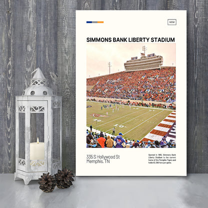 Simmons Bank Liberty Stadium Print, Memphis Tigers Stadium Canvas Art, Fan Gifts, Sport Art, Canvas Print Wall Art