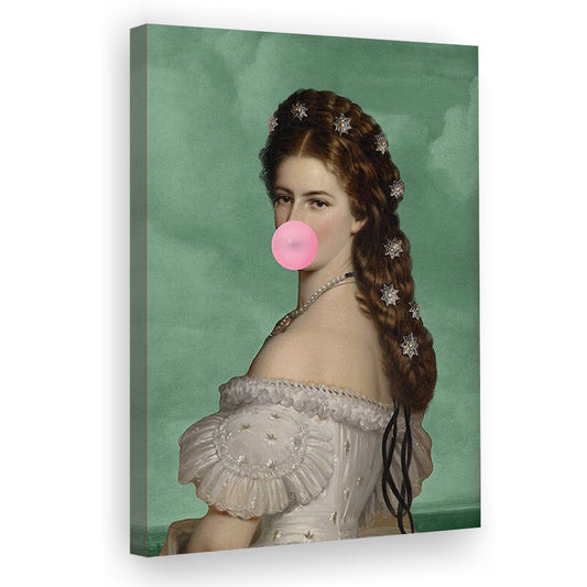 Sisi Wall Art Print, Empress Elisabeth Bubble Gum Portrait Print, Pink Wall Art, Canvas Prints Wall Art