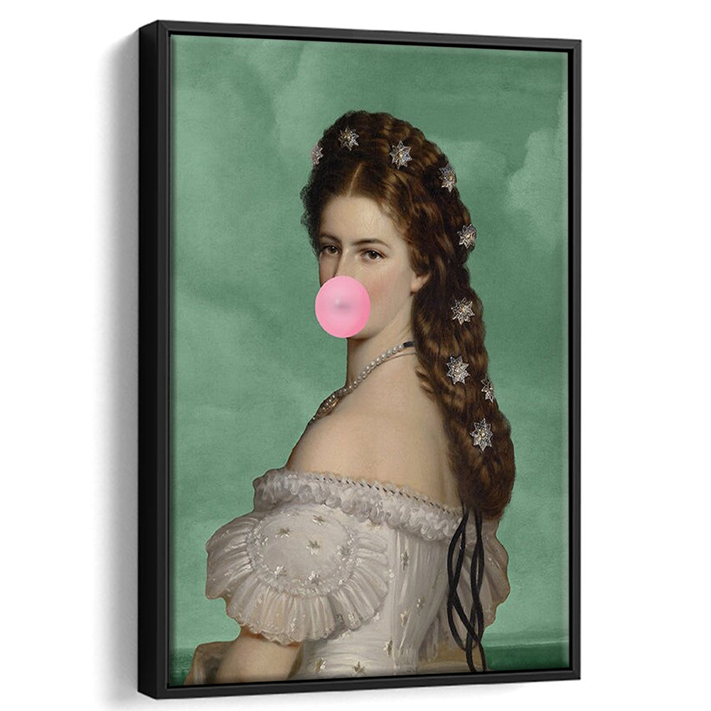 Sisi Wall Art Print, Empress Elisabeth Bubble Gum Portrait Print, Pink Wall Art, Framed Canvas Prints Wall Art