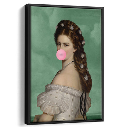 Sisi Wall Art Print, Empress Elisabeth Bubble Gum Portrait Print, Pink Wall Art, Framed Canvas Prints Wall Art