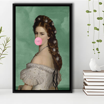 Sisi Wall Art Print, Empress Elisabeth Bubble Gum Portrait Print, Pink Wall Art, Framed Canvas Prints Wall Art