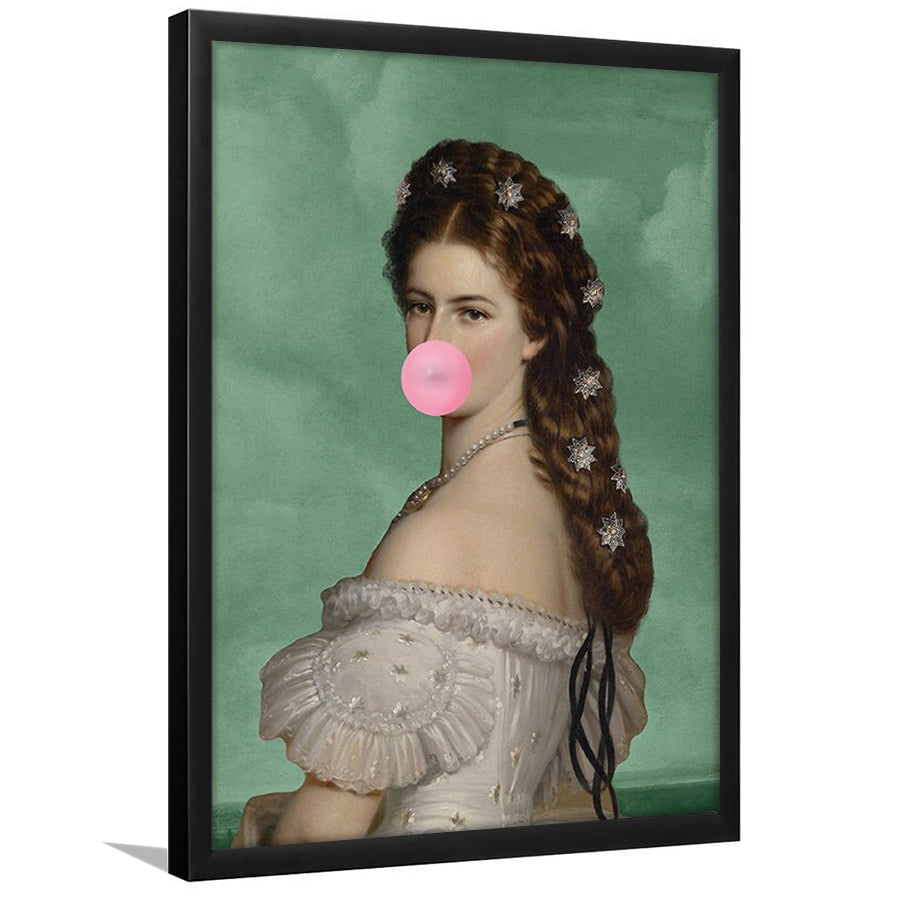 Sisi Wall Art Print, Empress Elisabeth Bubble Gum Portrait Print, Pink Wall Art, Framed Art Prints Wall Decor