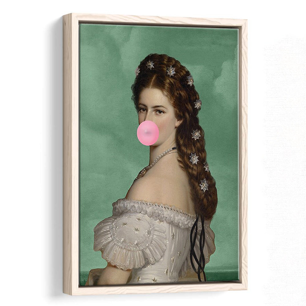 Sisi Wall Art Print, Empress Elisabeth Bubble Gum Portrait Print, Pink Wall Art, Framed Canvas Prints Wall Art
