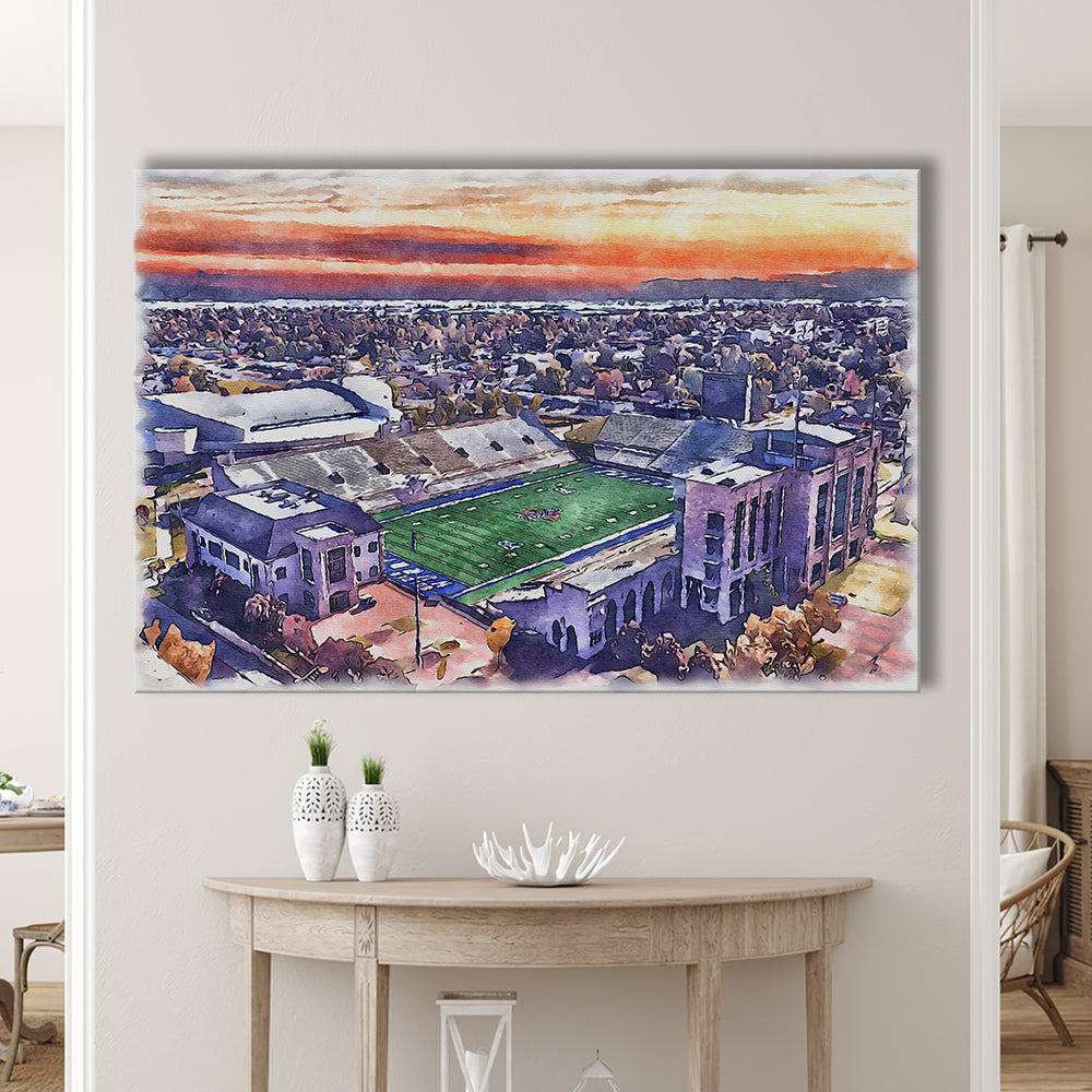 Skelly Field, H A Chapman Painting Stadium Watercolor, Tulsa Oklahoma, Sport Art, Gifts for him, Canvas Print Wall Art
