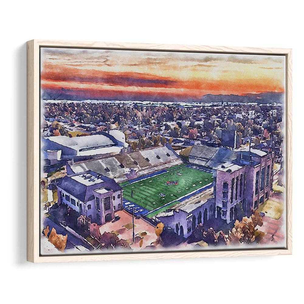 Skelly Field, H A Chapman Painting Stadium Watercolor, Tulsa Oklahoma, Sport Gift Art, Framed Canvas Print Wall Art