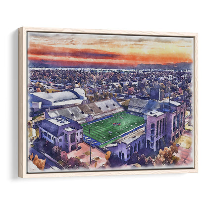 Skelly Field, H A Chapman Painting Stadium Watercolor, Tulsa Oklahoma, Sport Gift Art, Framed Canvas Print Wall Art