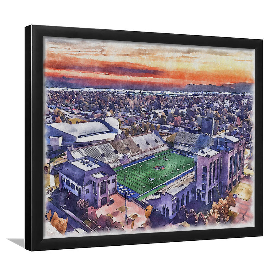Skelly Field, H A Chapman Painting Stadium Watercolor, Tulsa Oklahoma, Sport Gift Art, Framed Art Print Wall Decor