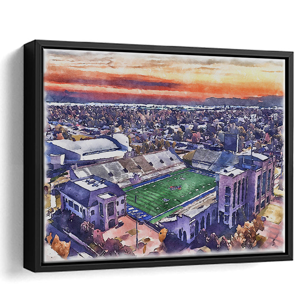 Skelly Field, H A Chapman Painting Stadium Watercolor, Tulsa Oklahoma, Sport Gift Art, Framed Canvas Print Wall Art