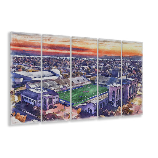 Skelly Field, H A Chapman Painting Stadium Watercolor, Tulsa Oklahoma, Sport Art, Extra Large Canvas Print Wall Art